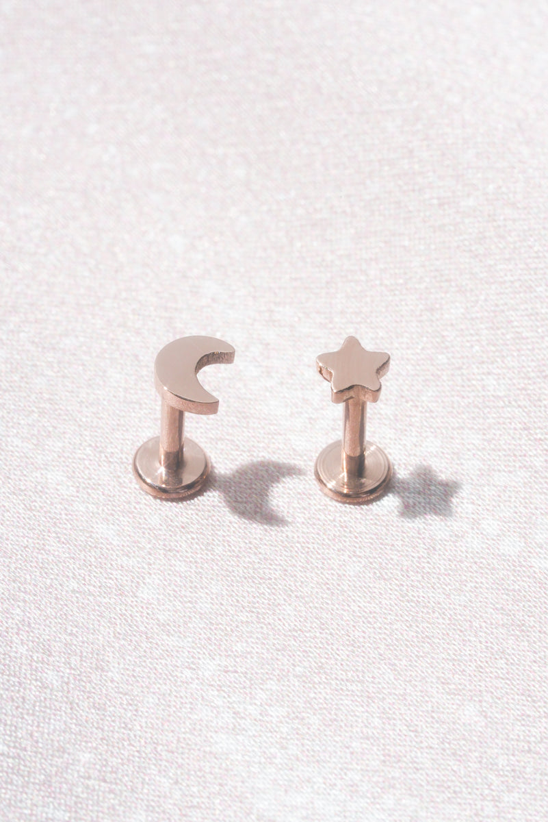 Hypoallergenic No-poking Long Chain Flat Back Stud For Her Gold